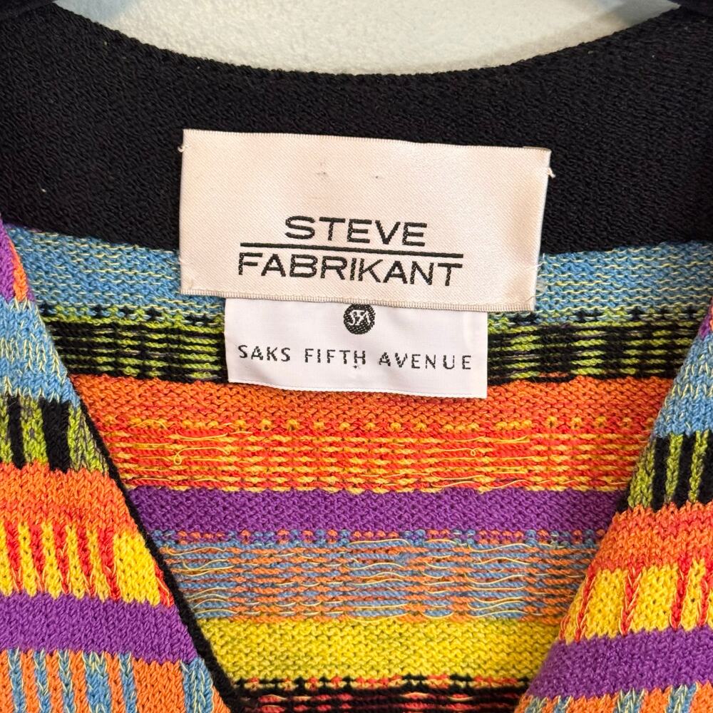 Vintage Steve 80s Fabrikant Wool Sweater Dress Large Black Colorful Retro Unique - Picture 8 of 9